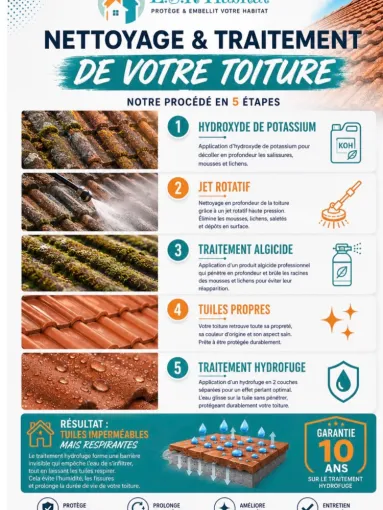 Traitement hydrofuge et algicide de toiture à Biganos, Bassin d'Arcachon, LSR HABITAT
